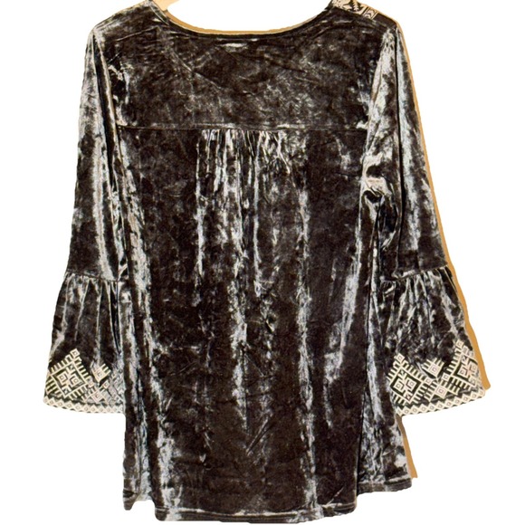 andree Romantic embroidered top women's m Velvet Bohemian Fairycore Goblincore - Picture 7 of 8